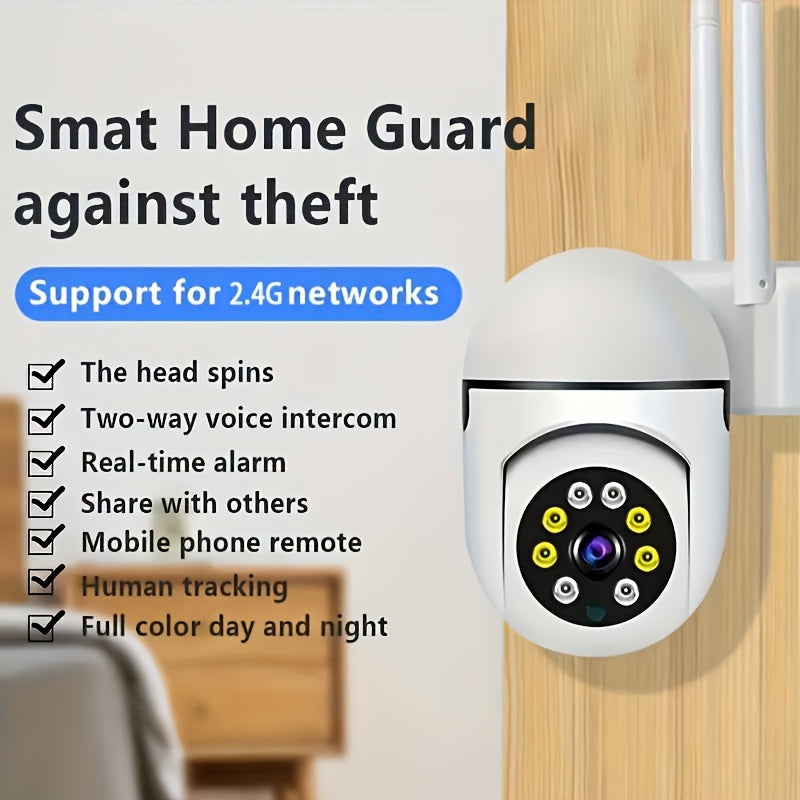 Courtyard Guardian Outdoor Spherical Camera Set - 1080P 360 Blind Spot Monitoring, Wireless 2.4G Anti-interference, Full-color Night Vision, Motion Tracking & Remote Viewing Via App