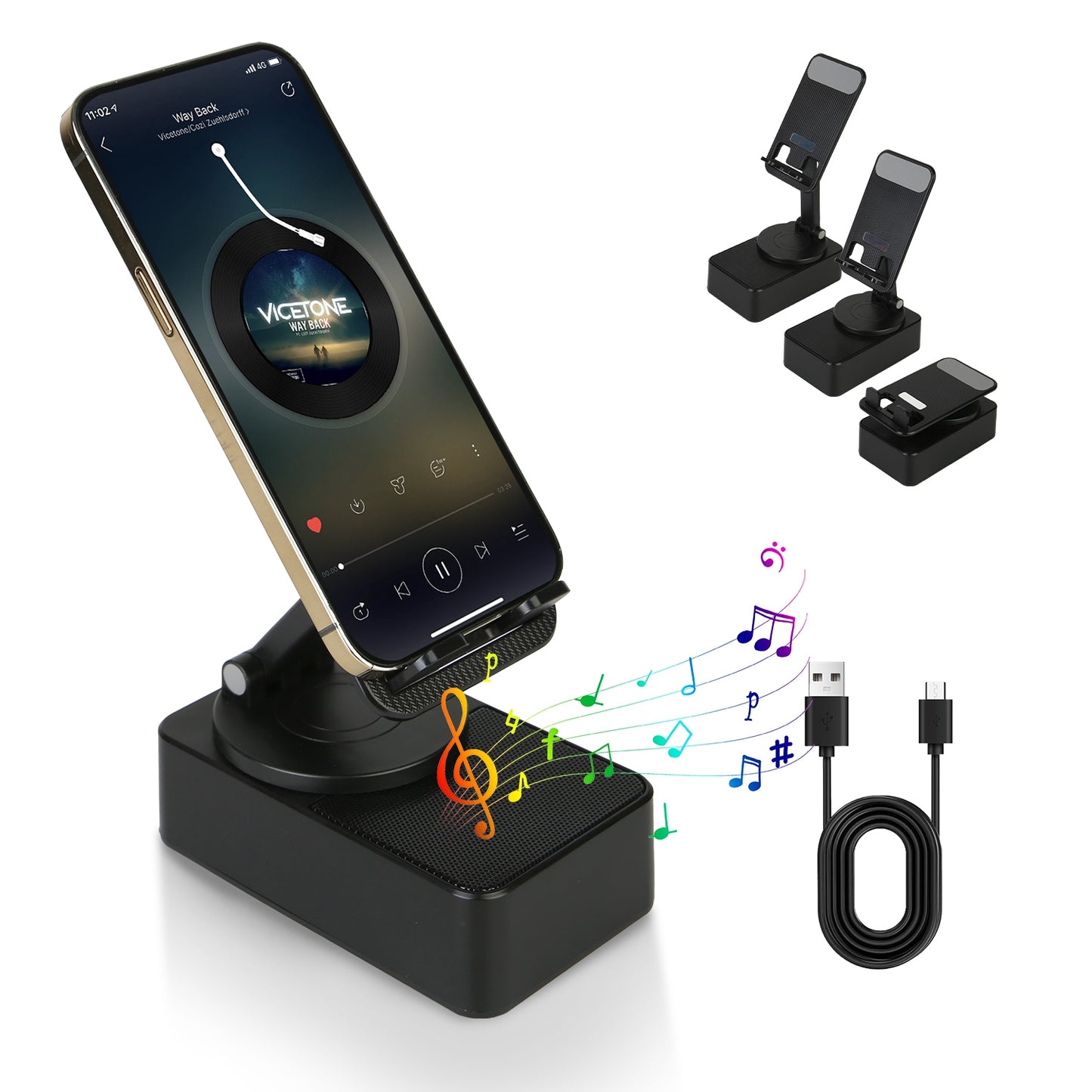1Pc 4 In 1 Foldable Wireless Speaker Phone Stand